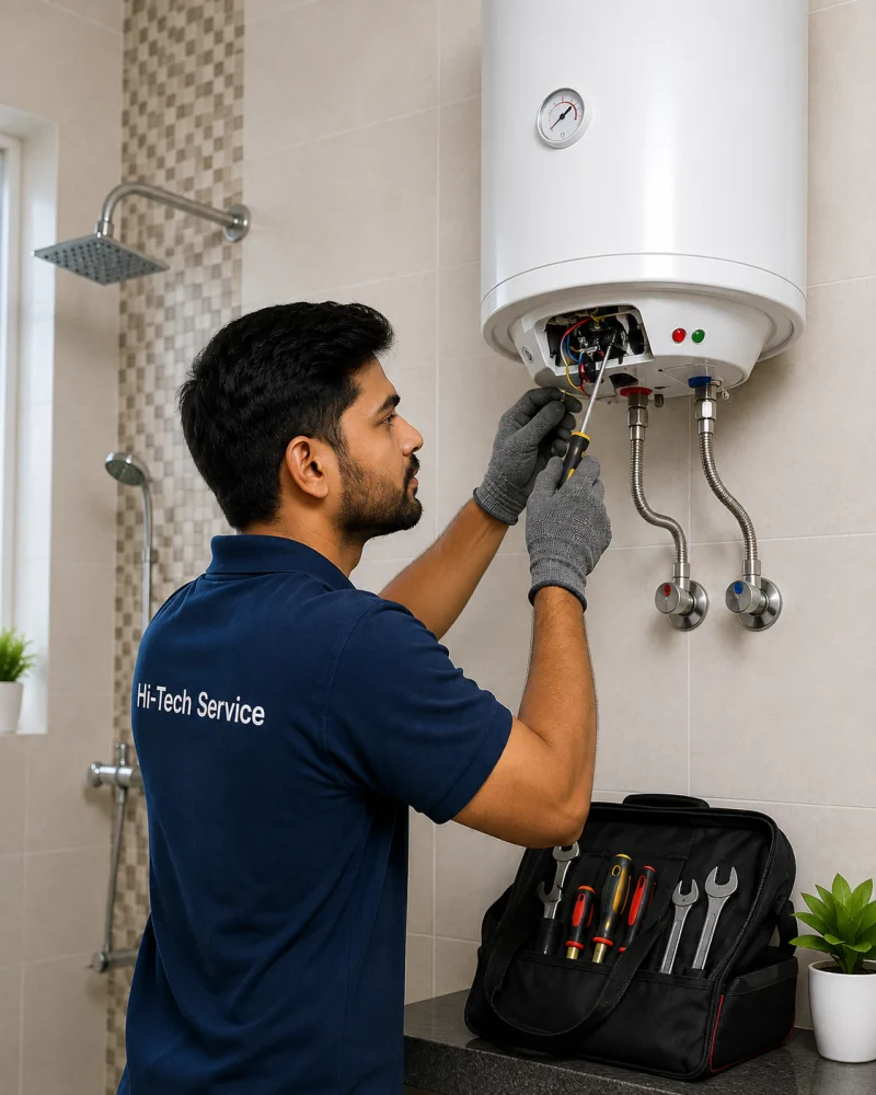 Technician repairing geyser in Gurgaon